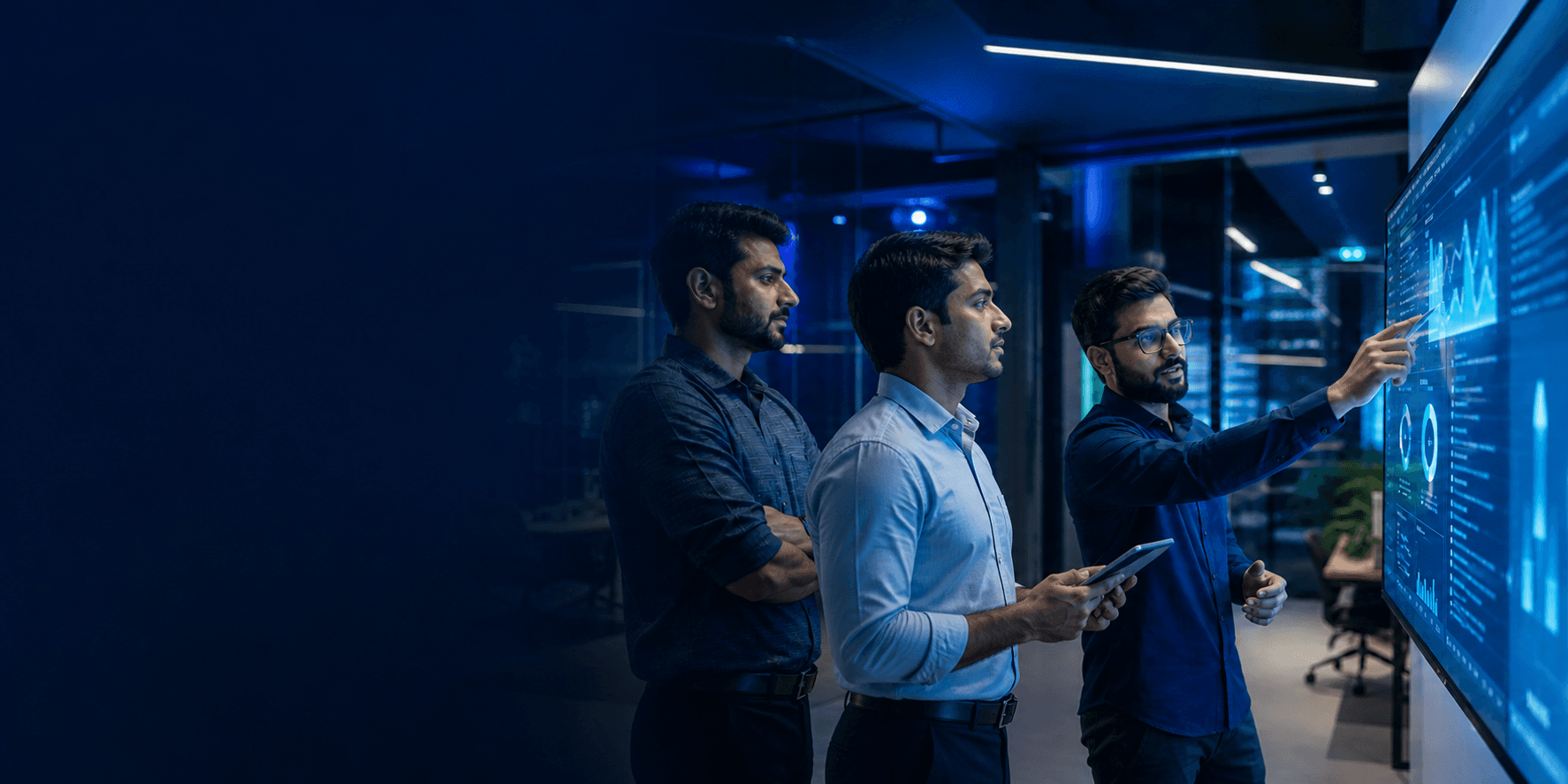 IT MANIA technology team collaborating on a data-led digital solution